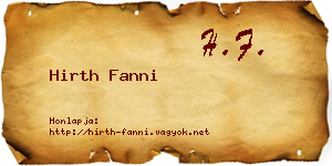 Hirth Fanni névjegykártya